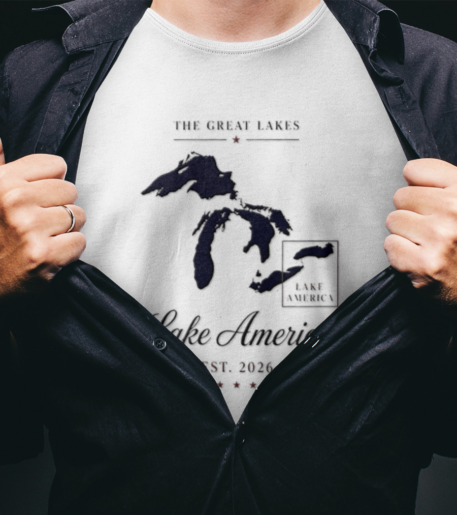 The Great Lakes Lake America Est 2026 Map T-Shirt