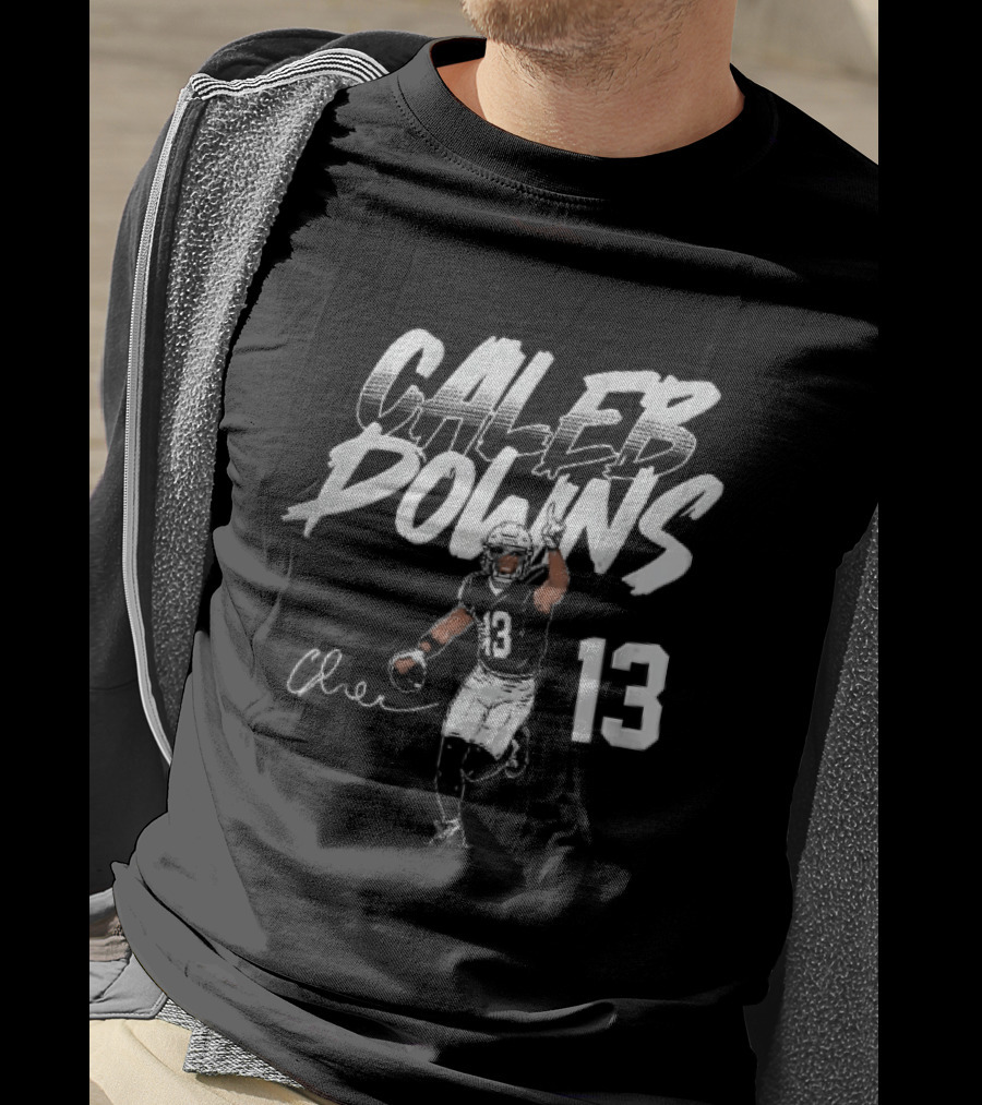 Caleb Downs 13 NCAA Football Player Signature Pointing Finger Vector T-Shirt