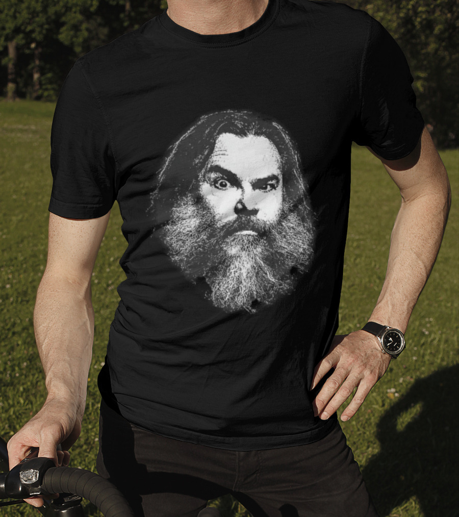 Jack Black High Contrast Monochromatic Stencil Beard Wide Eye Expression T-Shirt
