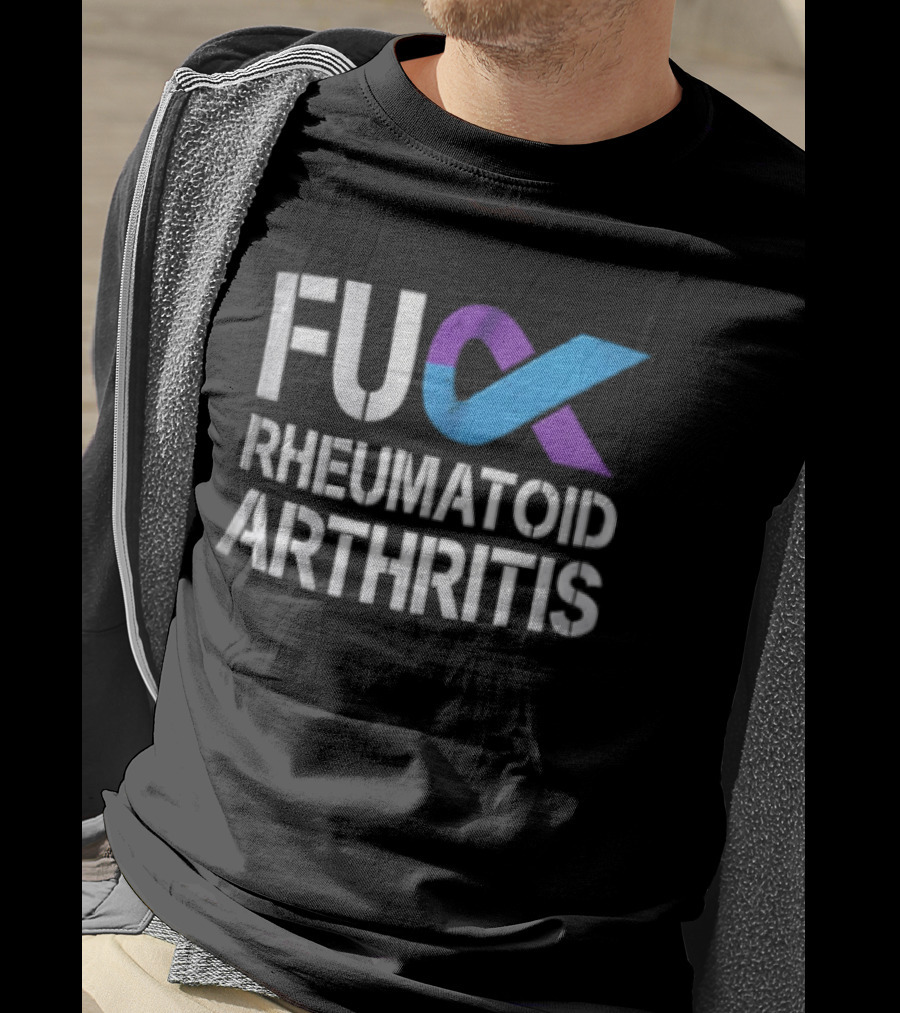 Fuck Rheumatoid Arthritis Purple Blue Awareness Ribbon T-Shirt