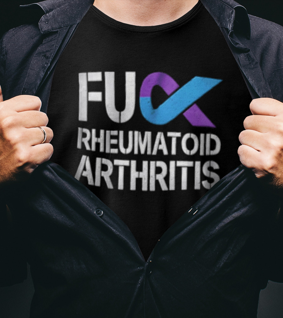 Fuck Rheumatoid Arthritis Purple Blue Awareness Ribbon T-Shirt