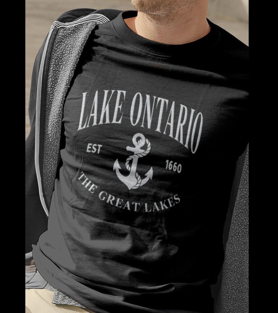 Lake Ontario The Great Lakes Est 1660 Anchor T-Shirt