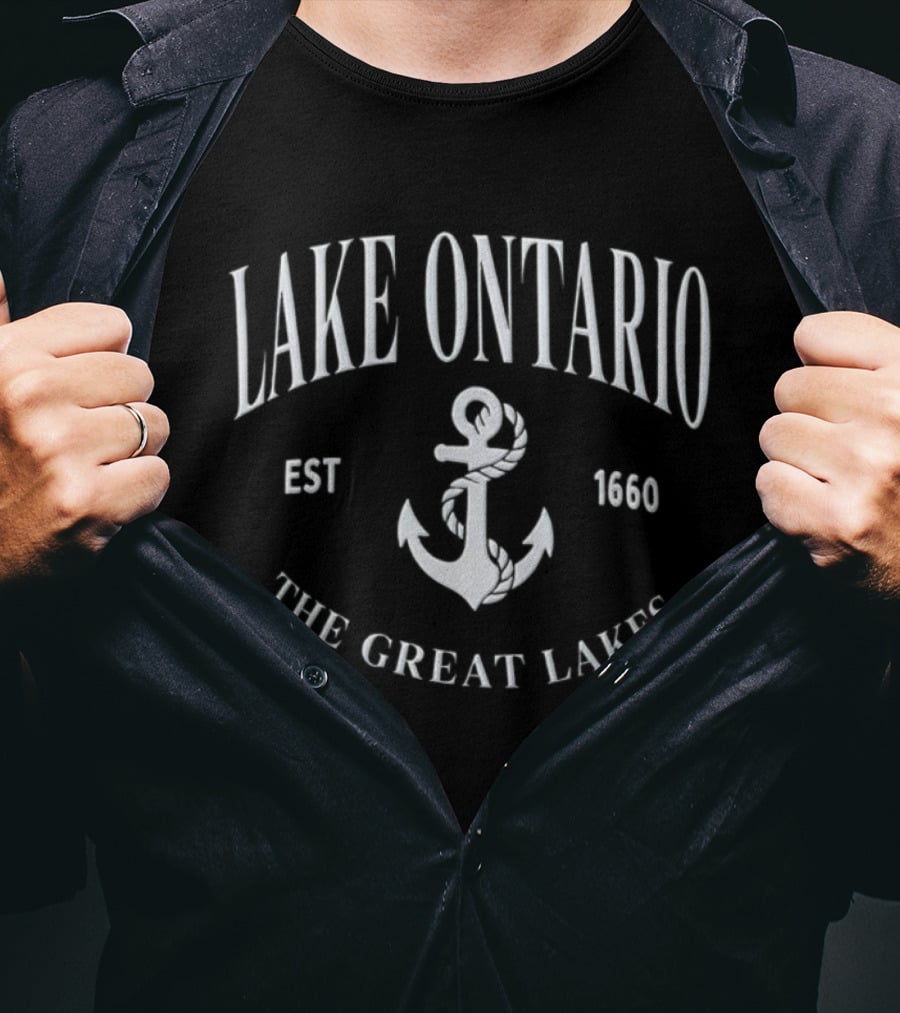 Lake Ontario The Great Lakes Est 1660 Anchor T-Shirt