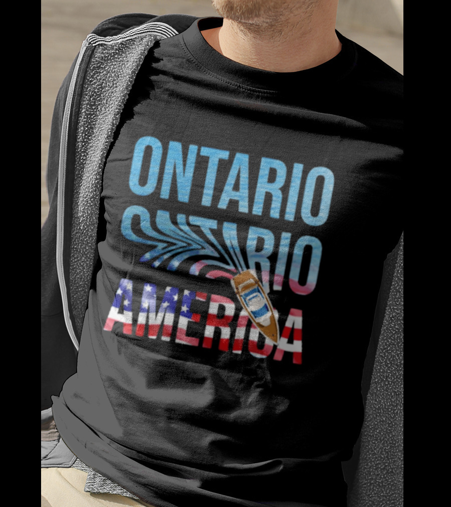 Lake Ontario To America Boat Journey With American Flag T-Shirt