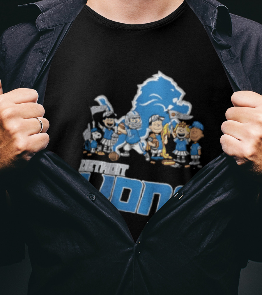 Detroit Lions Charlie Brown Lucy Van Pelt Snoopy Cartoon Football Team T-Shirt