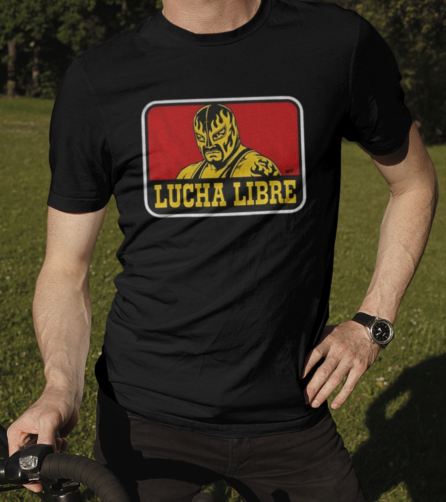 Lucha Libre Masked Wrestler Flames Tattoo Art Mexican Culture T-Shirt