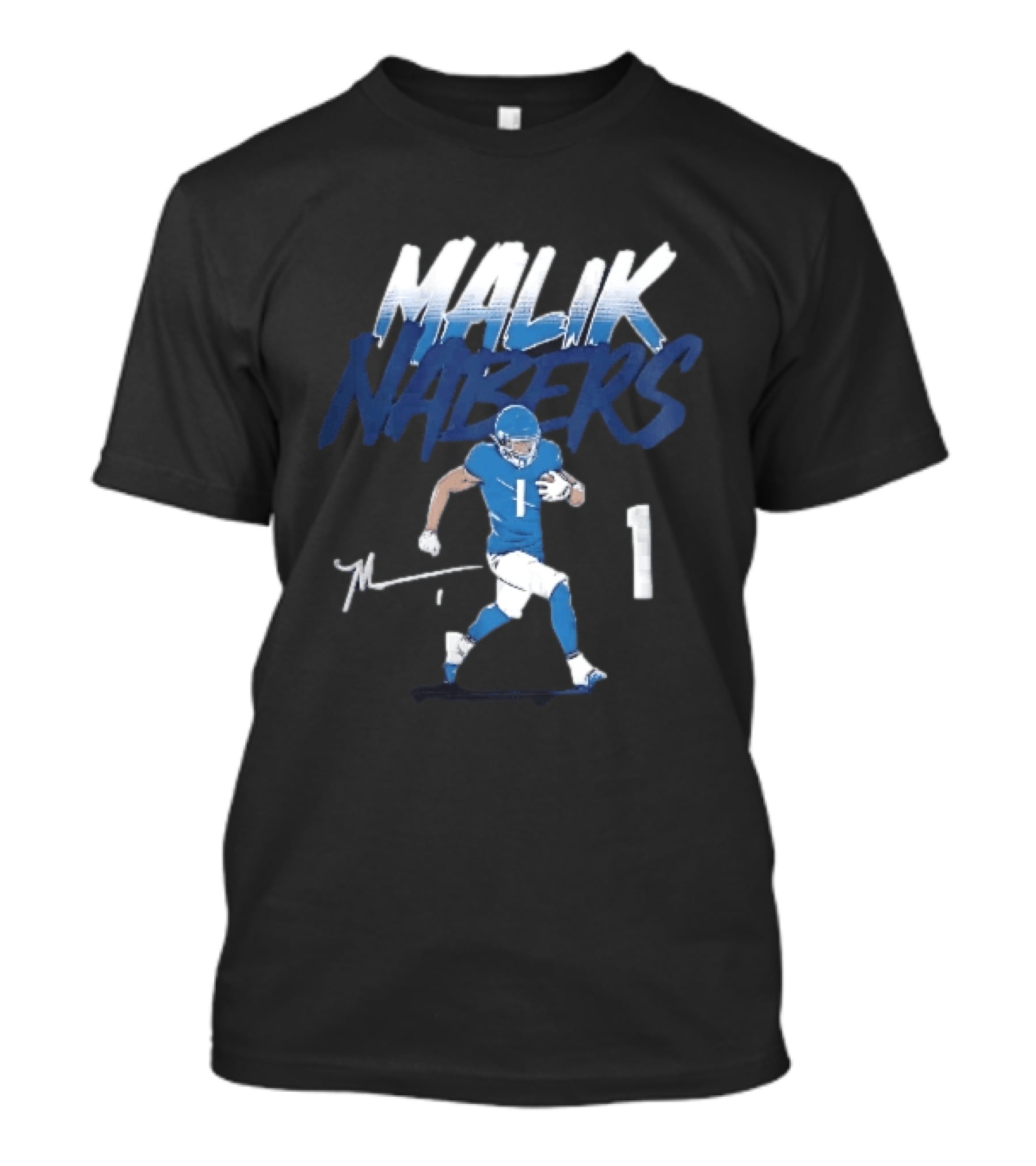 Malik Nabers Blue Jersey Number 1 Football Player T-Shirt