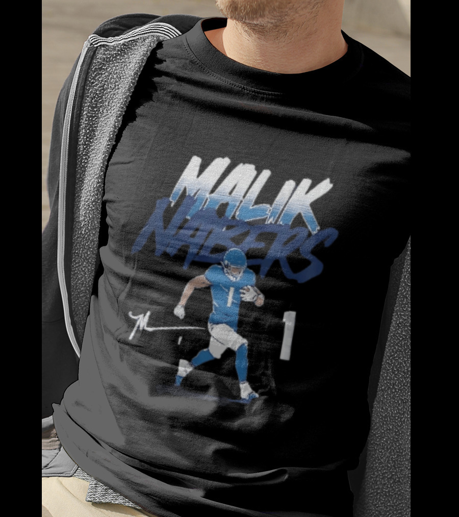 Malik Nabers Blue Jersey Number 1 Football Player T-Shirt