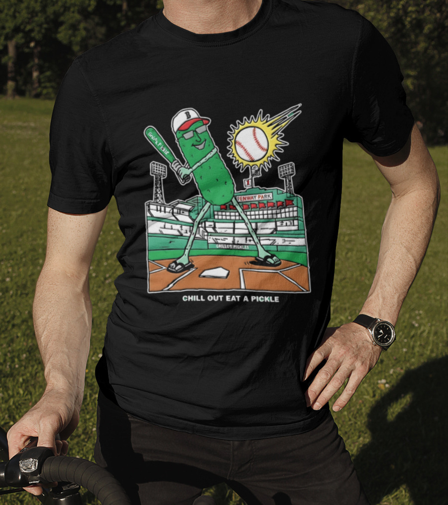 Grillo's Pickles Fenway Park Baseball Chill Out Eat A Pickle T-Shirt