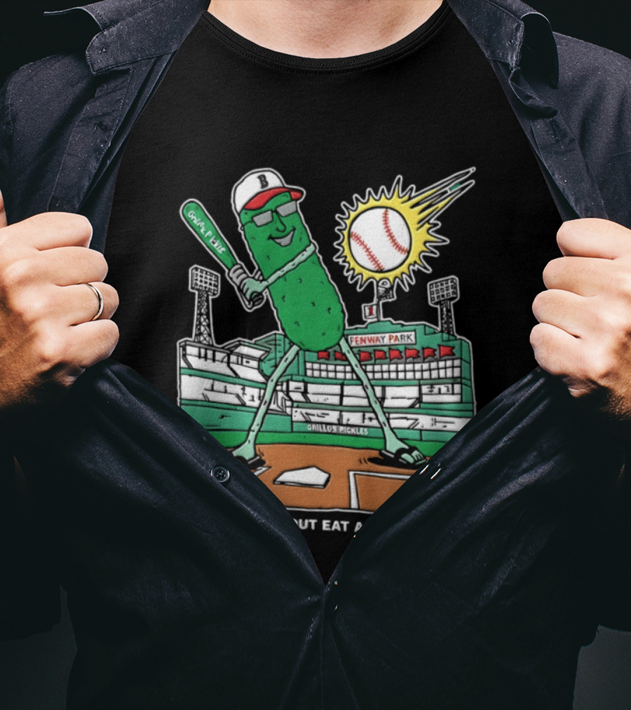 Grillo's Pickles Fenway Park Baseball Chill Out Eat A Pickle T-Shirt