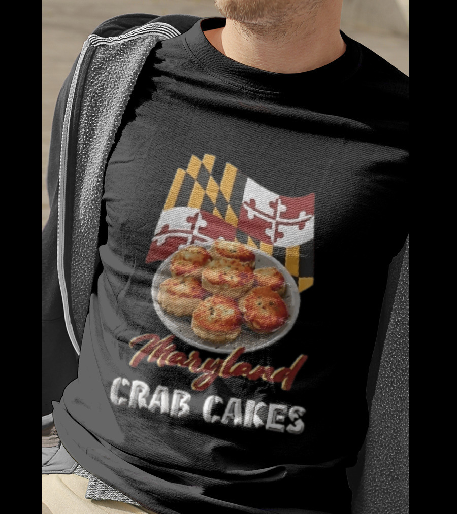 Maryland Crab Cakes Plate With State Flag T-Shirt