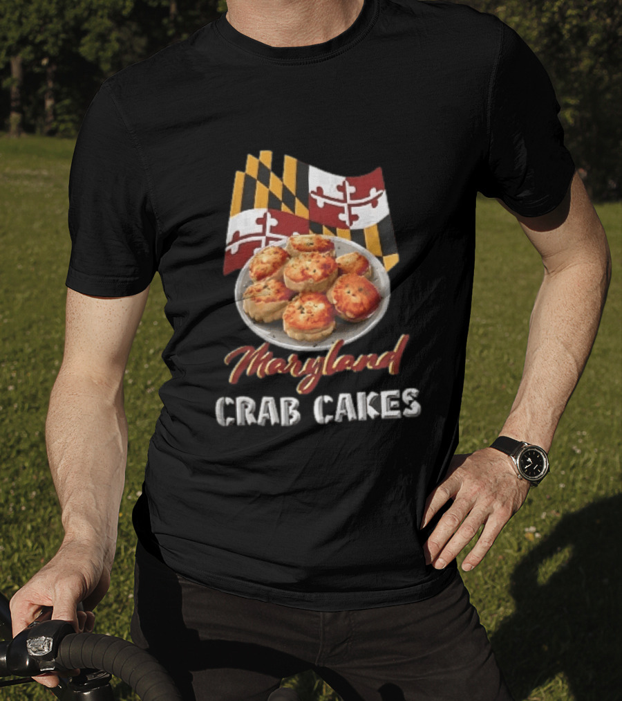 Maryland Crab Cakes Plate With State Flag T-Shirt