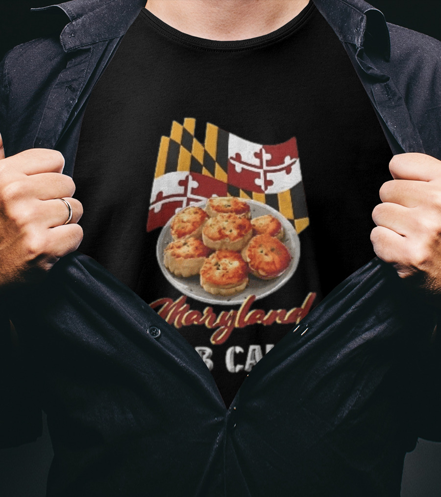 Maryland Crab Cakes Plate With State Flag T-Shirt