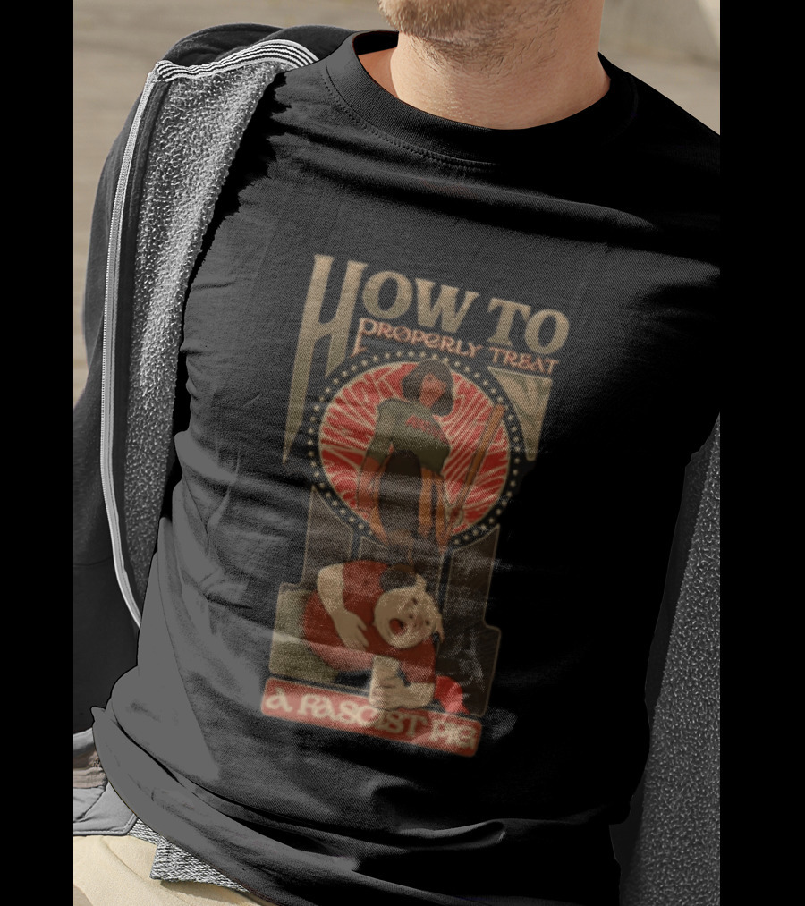 How To Properly Treat A Fascist Pig Antifa Baseball Bat Red Cap T-Shirt