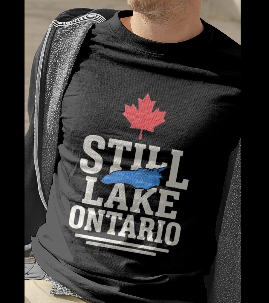 Still Lake Ontario Canada Map 2026 Red Maple Leaf T-Shirt