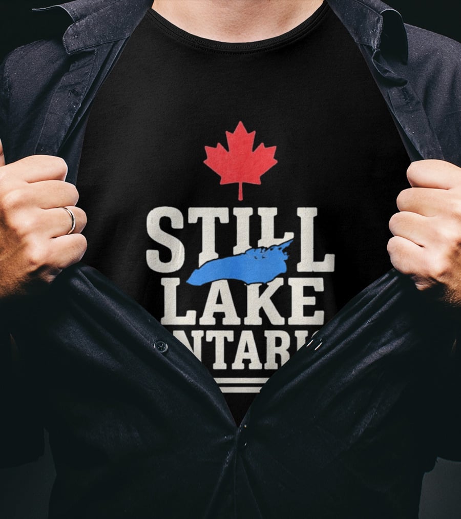 Still Lake Ontario Canada Map 2026 Red Maple Leaf T-Shirt