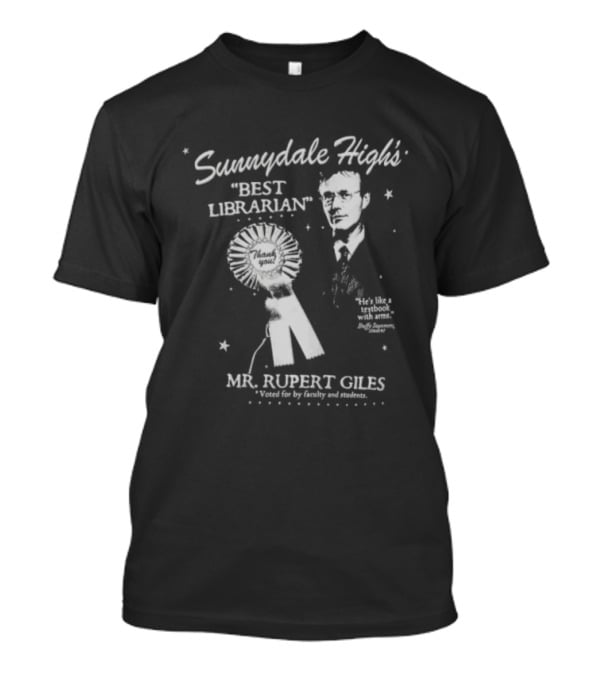 Sunnydale Highs Best Librarian Mr Rupert Giles Anthony Head Ribbon Award Stars Halftone T-Shirt