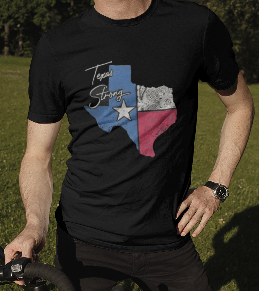 Texas Strong Lone Star Map Paisley Bandana Distressed T-Shirt