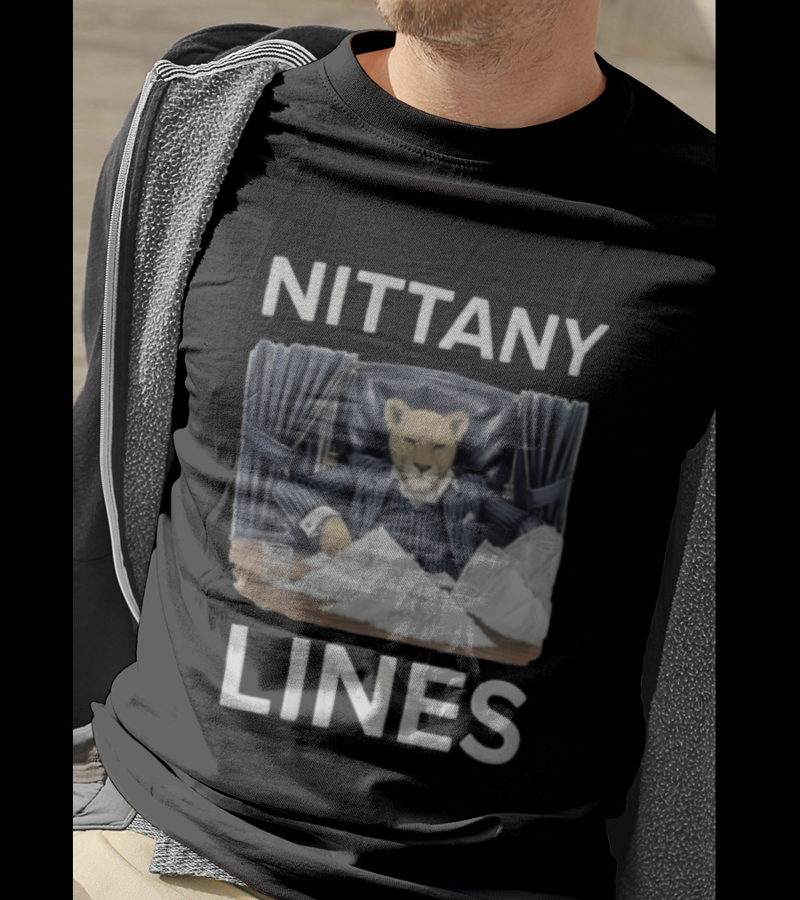 Nittany Lines Lion Tony Montana Pinstripe Suit Powder Pile T-Shirt