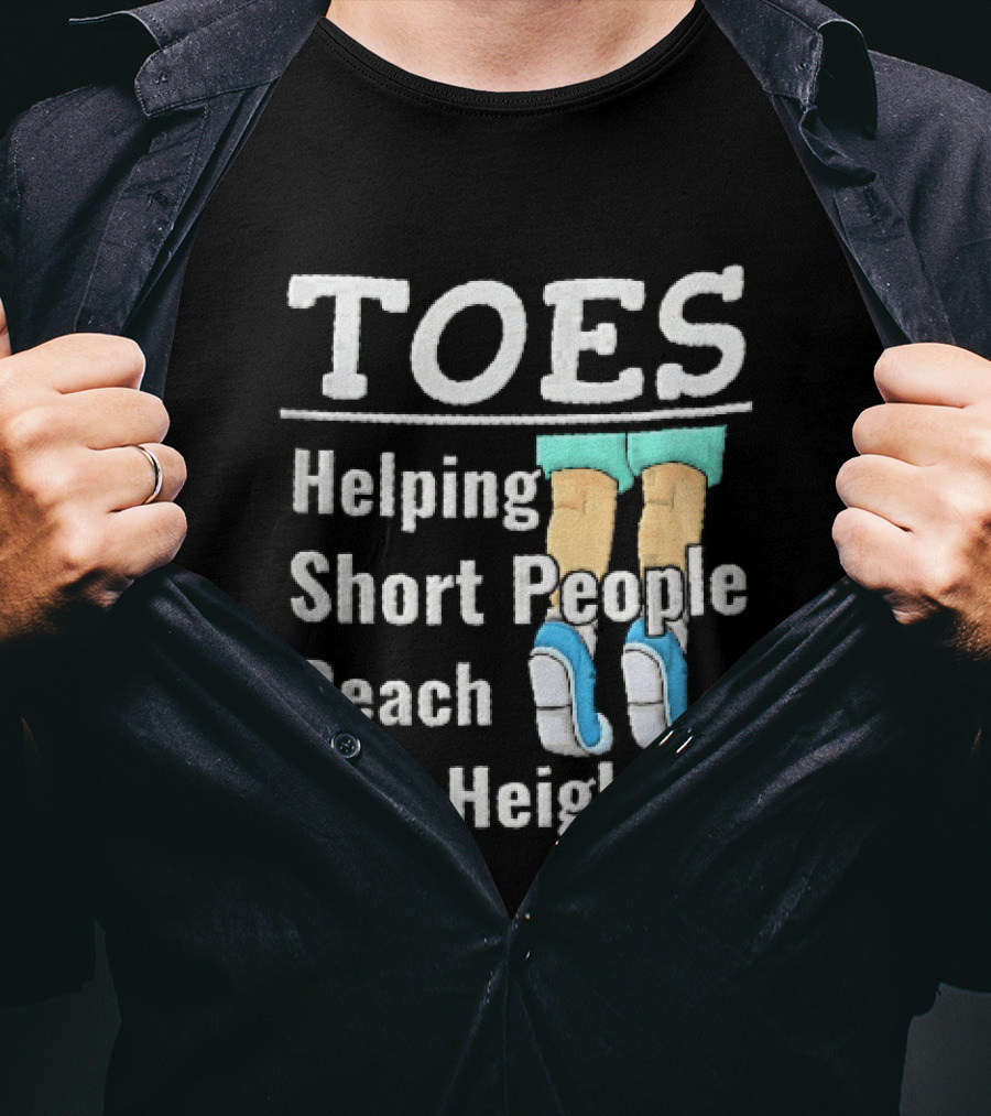 Toes Helping Short People Reach New Heights Tiptoe Cartoon Legs Blue Shoes T-Shirt