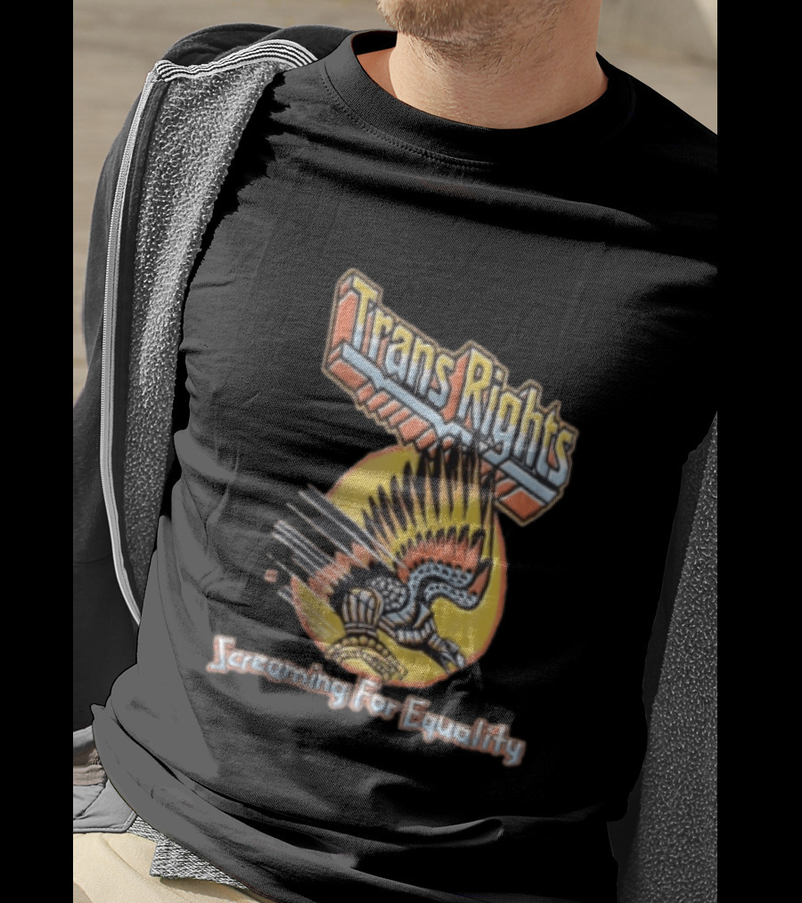 Trans Rights Screaming For Equality Boss Dog Flying Mechanical Eagle T-Shirt