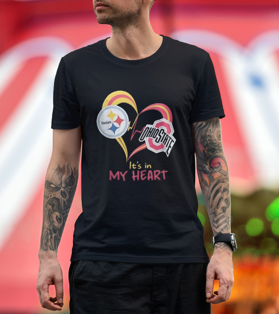 Pittsburgh Steelers Ohio State Buckeyes It's In My Heart EKG Pulse Line T-Shirt