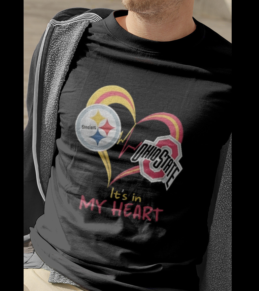 Pittsburgh Steelers Ohio State Buckeyes It's In My Heart EKG Pulse Line T-Shirt