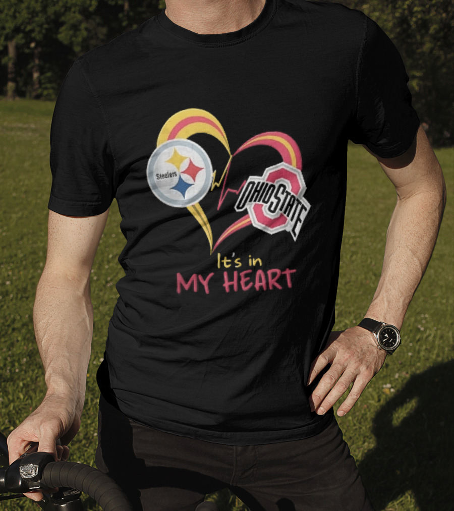 Pittsburgh Steelers Ohio State Buckeyes It's In My Heart EKG Pulse Line T-Shirt