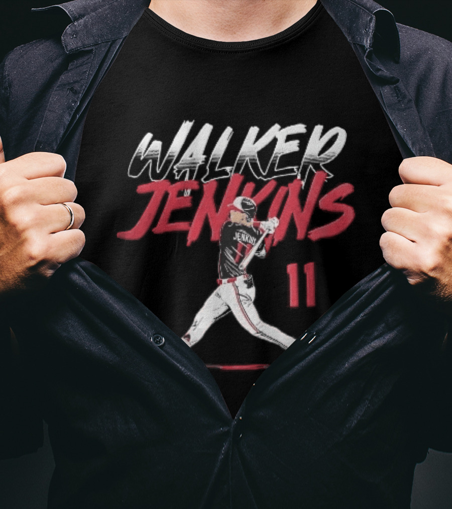 Walker Jenkins 11 Minnesota Twins MLB Baseball Batter Swinging Bat Brush T-Shirt