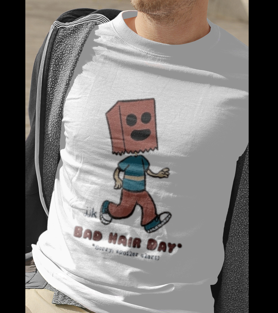 Sorry Spoiler Alert Jjk Bad Hair Day Cartoon Figure Paper Bag Head Walking T-Shirt