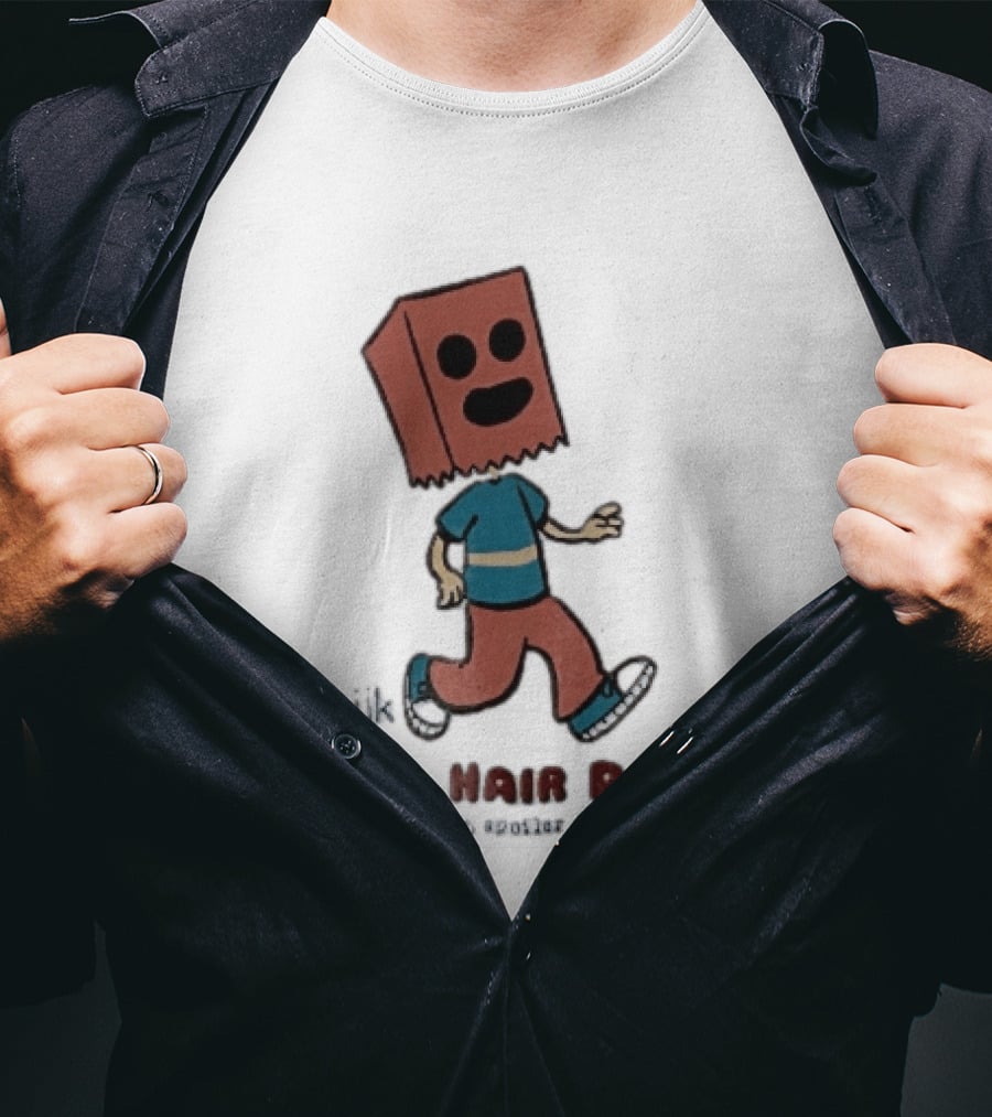Sorry Spoiler Alert Jjk Bad Hair Day Cartoon Figure Paper Bag Head Walking T-Shirt