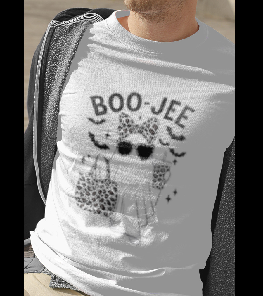 Boo Jee Halloween Ghost Leopard Bow Bag And Glasses T-Shirt