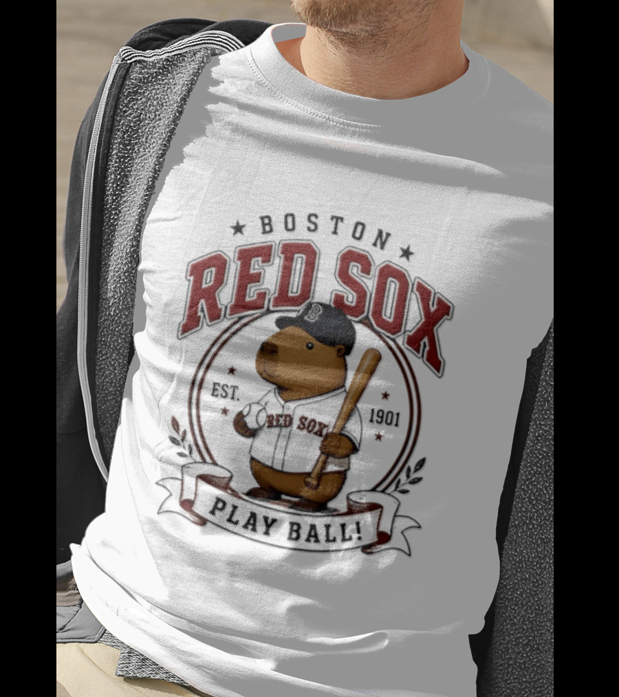 Boston Red Sox Capybara Play Ball Est 1901 Baseball MLB T-Shirt