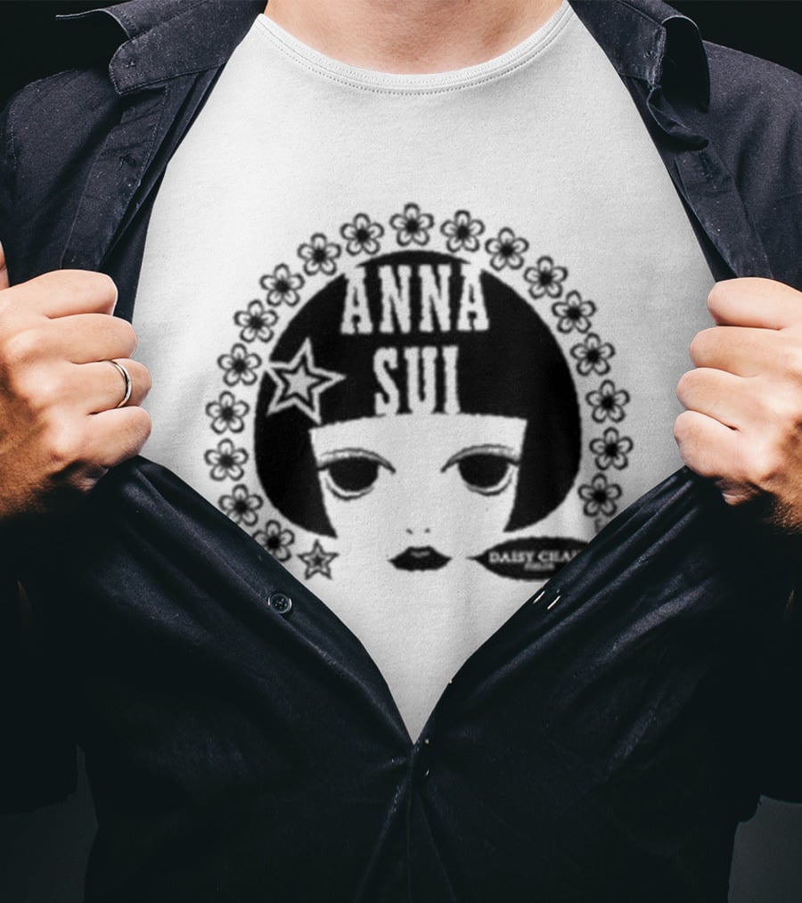 Anna Sui Daisy Chains Iconic Face Floral Circle T-Shirt
