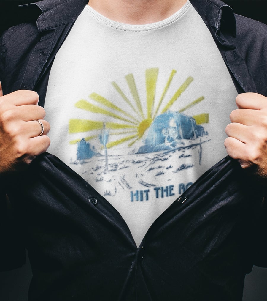 Hit The Road Sunburst Desert Mountains Saguaro Cactus T-Shirt