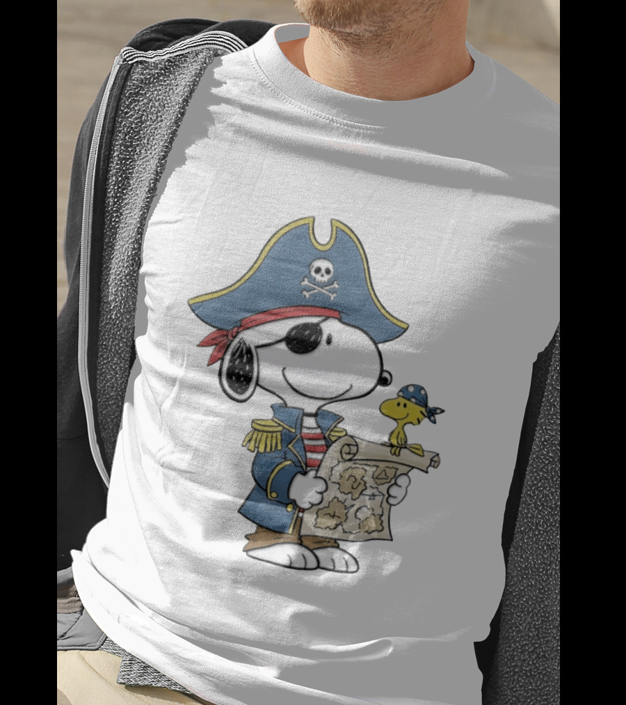 Snoopy Pirate Adventure With Treasure Map And Woodstock T-Shirt