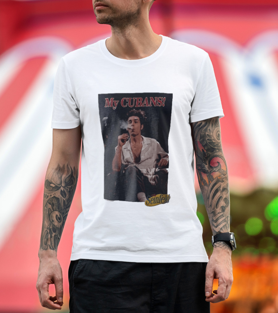 Seinfeld My Cubans Cosmo Kramer Smoking Cigar In Leather Chair T-Shirt
