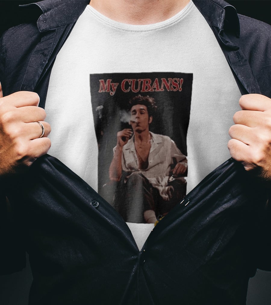 Seinfeld My Cubans Cosmo Kramer Smoking Cigar In Leather Chair T-Shirt