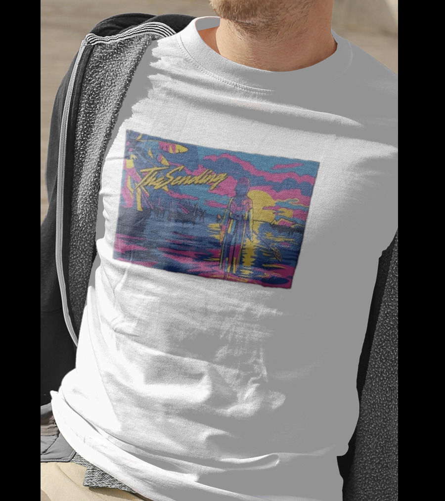 The Sending Yuna Final Fantasy X Synthwave Neon Sunset Ocean Scene T-Shirt