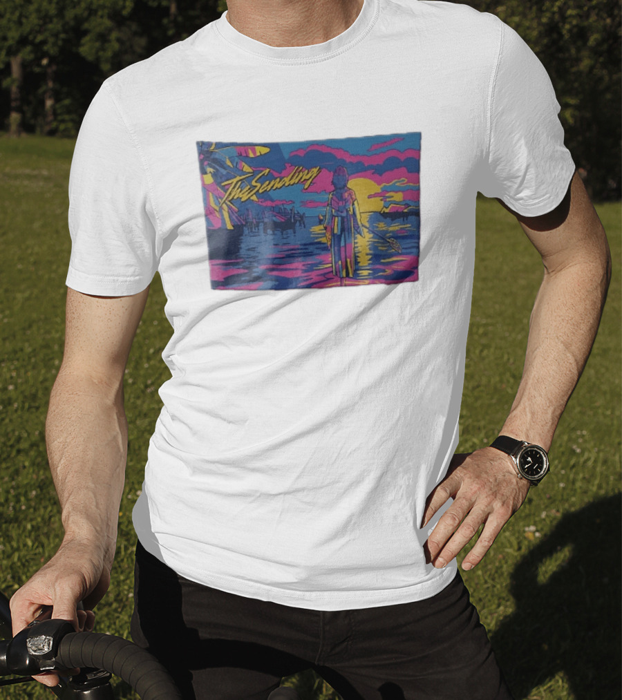 The Sending Yuna Final Fantasy X Synthwave Neon Sunset Ocean Scene T-Shirt