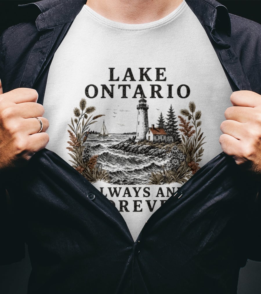 Lake Ontario Always And Forever 2026 Lighthouse Scenery Sailboat T-Shirt