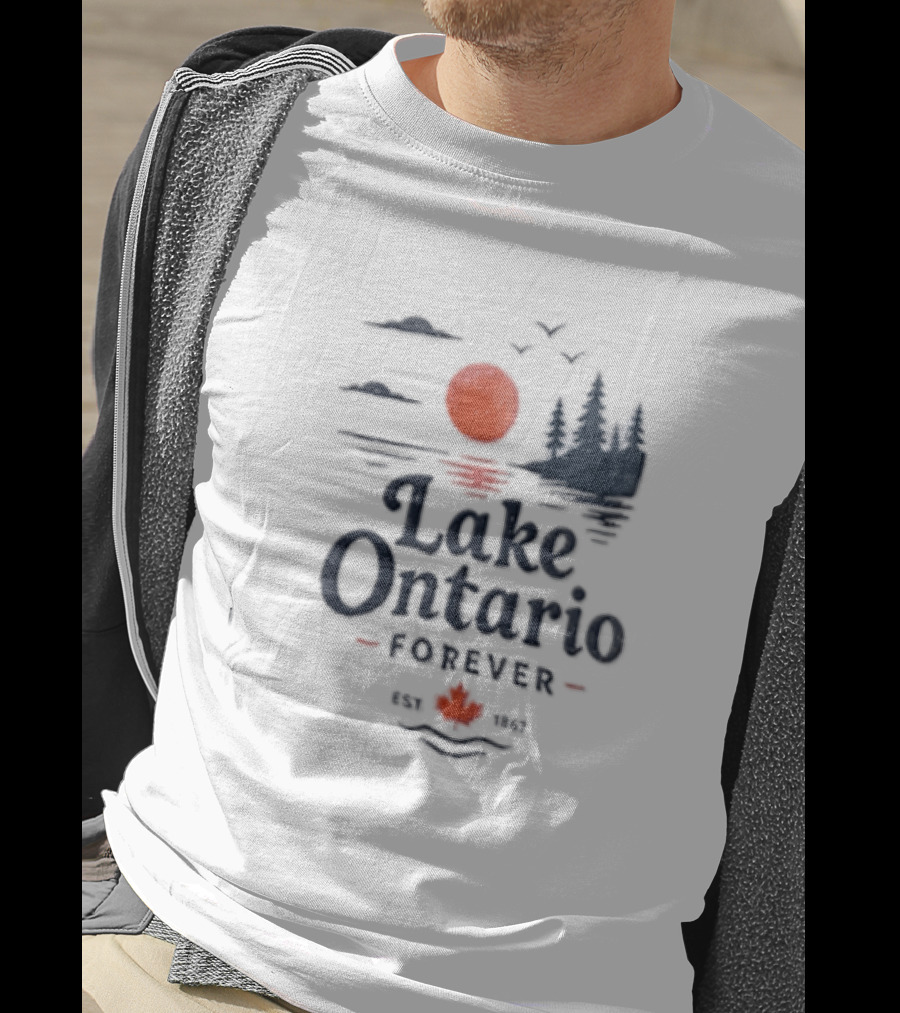 Lake Ontario Forever Est 1615 Sunset Pines Water Landscape T-Shirt