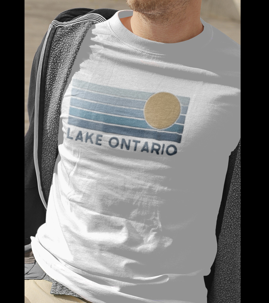Lake Ontario Golden Sun With Five Blue Horizontal Gradient Stripes T-Shirt