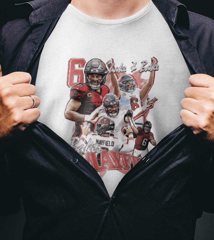 Baker Mayfield Shake And Bake Tampa Bay Buccaneers Action Collage T-Shirt