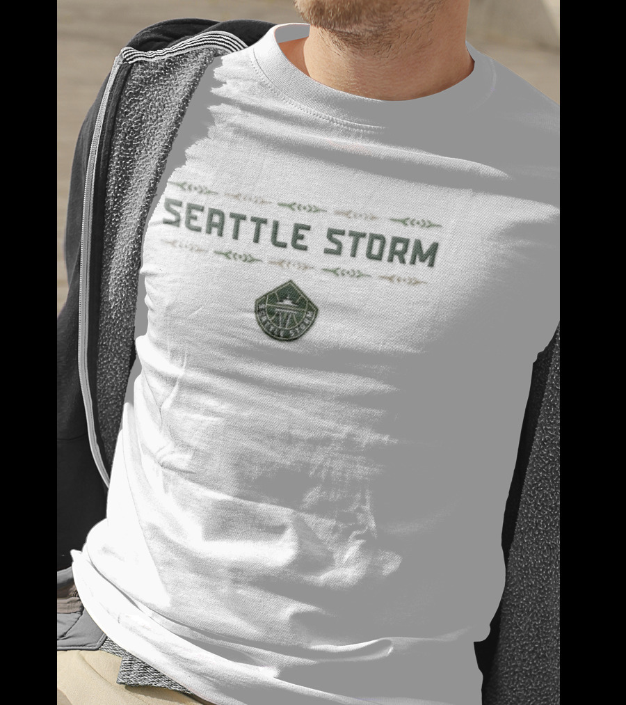 Seattle Storm WNBA Decorative Geometric Border Crest T-Shirt