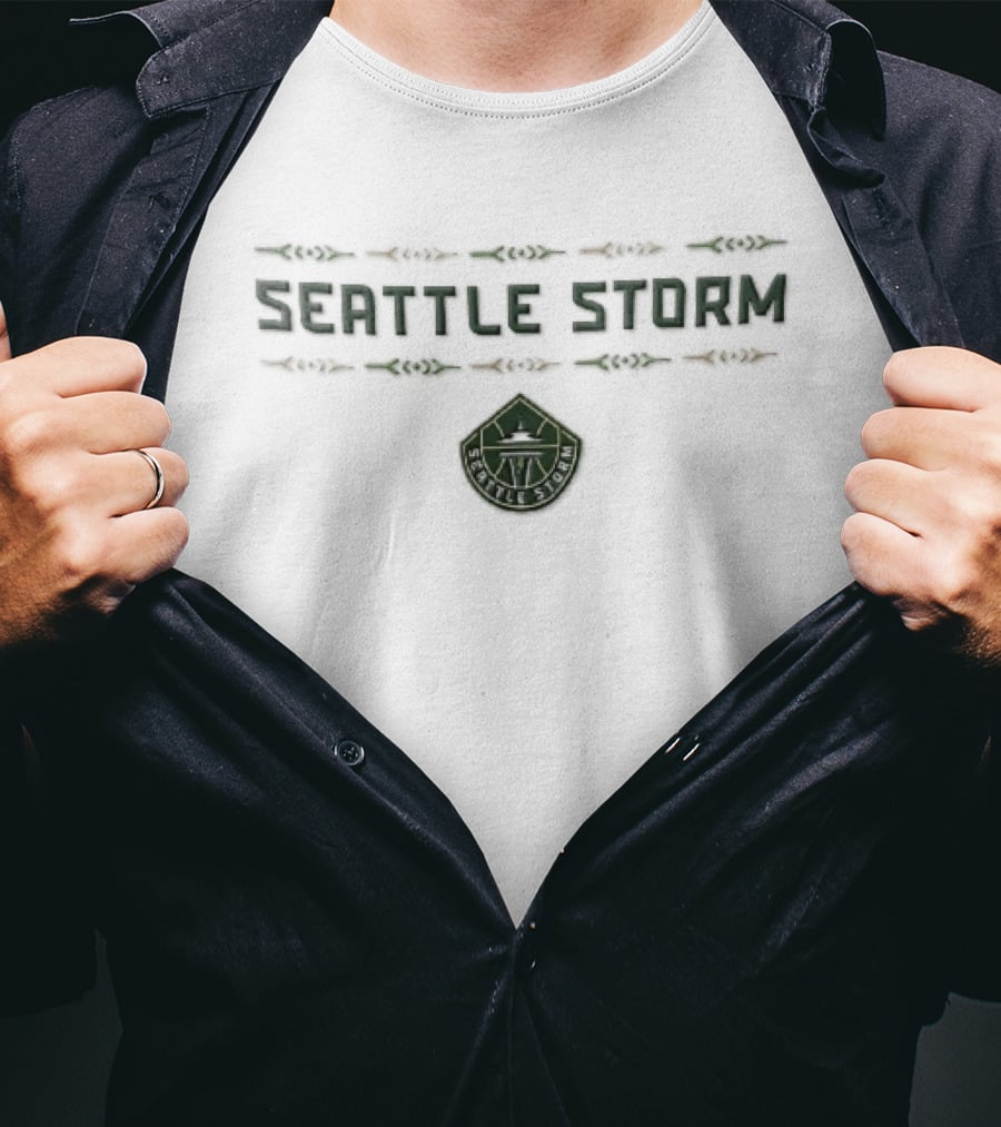 Seattle Storm WNBA Decorative Geometric Border Crest T-Shirt