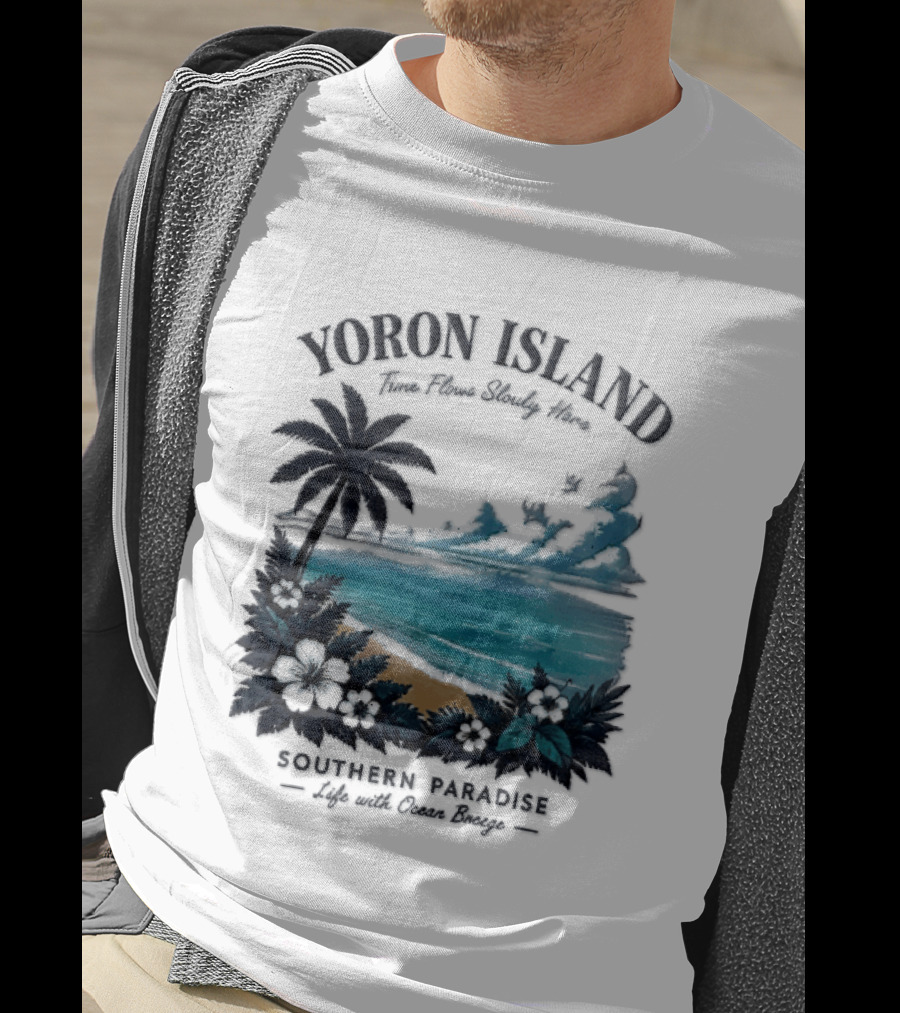 Yoron Island Southern Paradise Ocean Breeze Palm Tree Beach Hibiscus T-Shirt