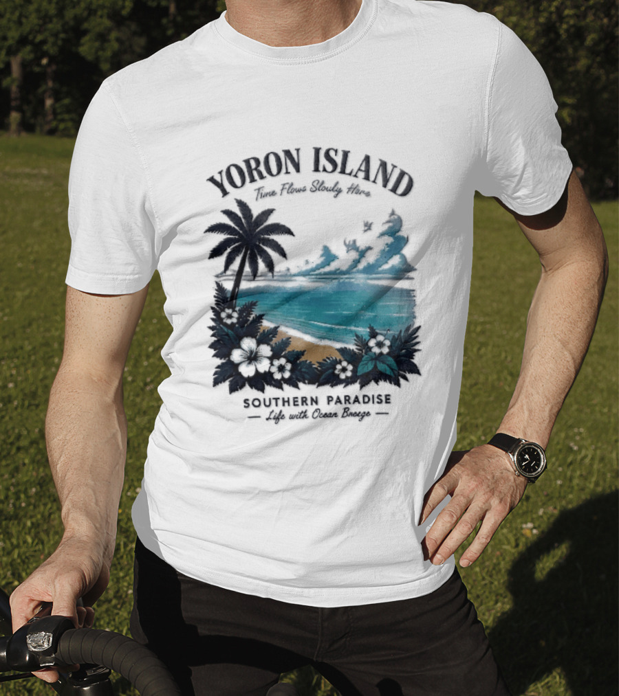 Yoron Island Southern Paradise Ocean Breeze Palm Tree Beach Hibiscus T-Shirt
