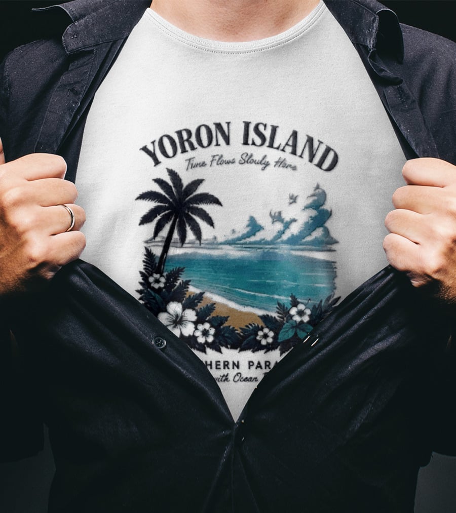 Yoron Island Southern Paradise Ocean Breeze Palm Tree Beach Hibiscus T-Shirt