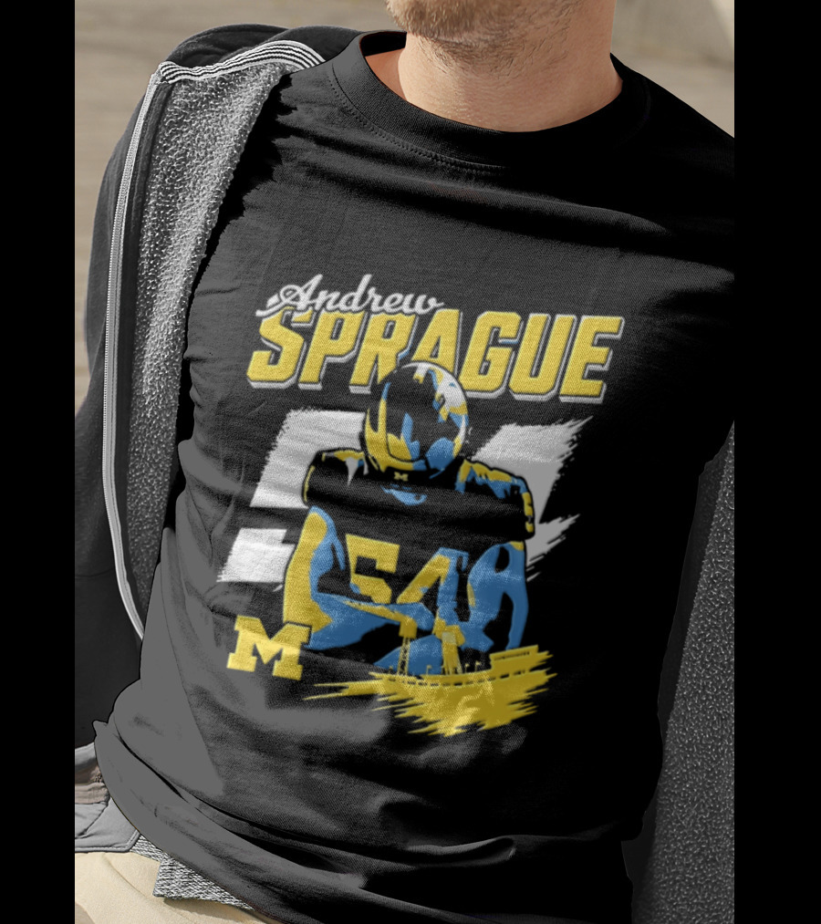Andrew Sprague No 54 Michigan Wolverines Football M Helmet T-Shirt